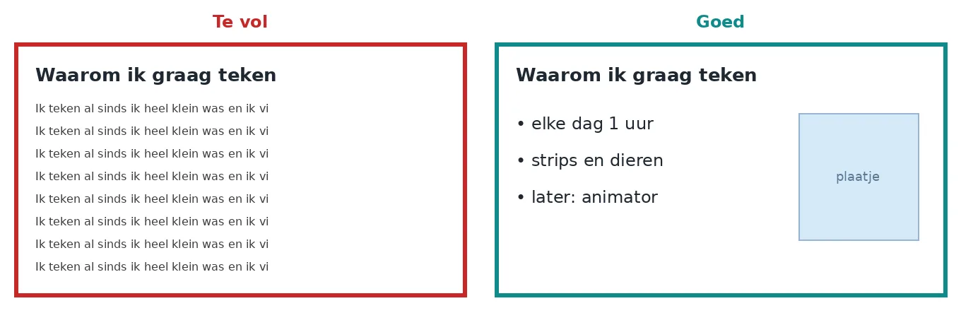 Links leest het publiek in plaats van te luisteren. Rechts kijken ze naar jou.